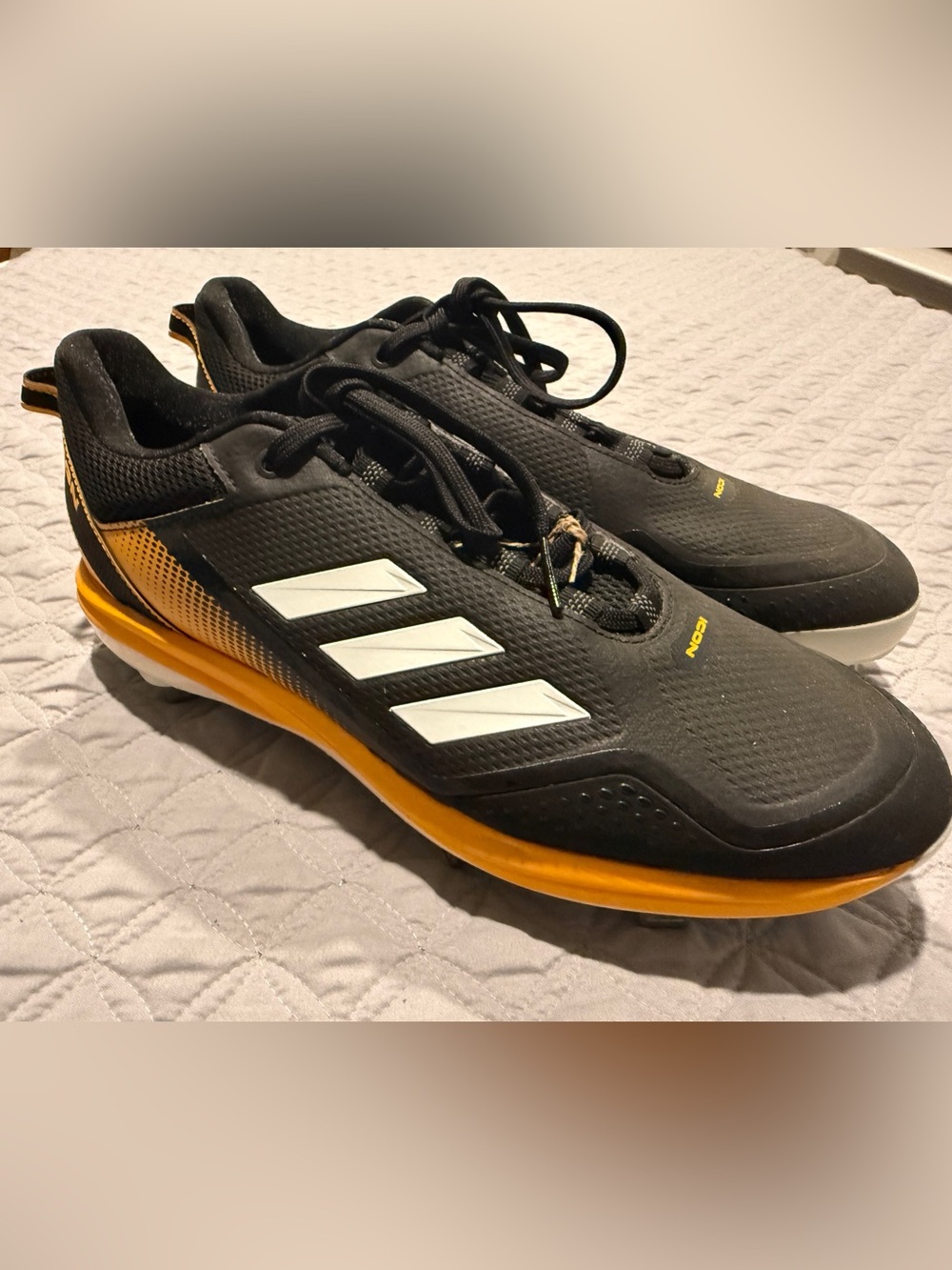 Adidas Icon 7 Baseball Metal Cleats Mens Size 13 Black Yellow Stealtrax S23856